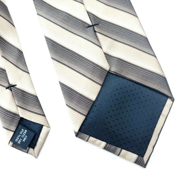 Pierre Cardin Brown Striped Short Silk Tie - Picture 5 of 6